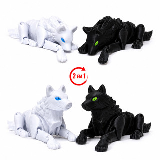 Lobo Articulado Flexível com Olhos Brilhantes - Brinquedo Sensorial Fidget Toy Anti-estresse Presente