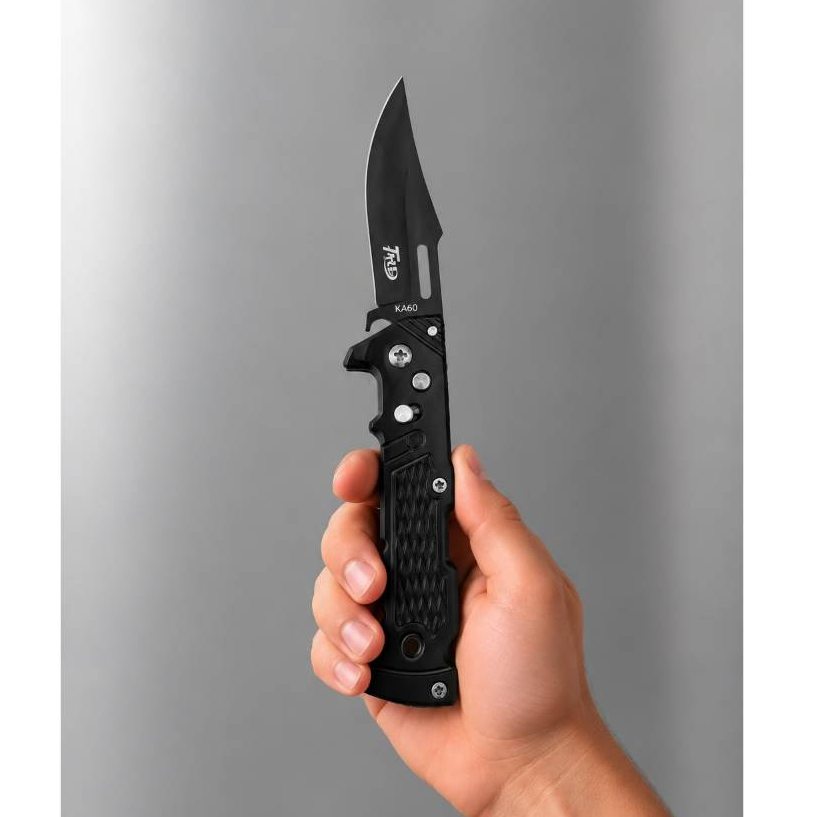 Canivete Automático Esportivo Preto 16 cm Premium Luxuoso Cabo Ergonômico Saque Rápido Camping — imagem 2 de 2