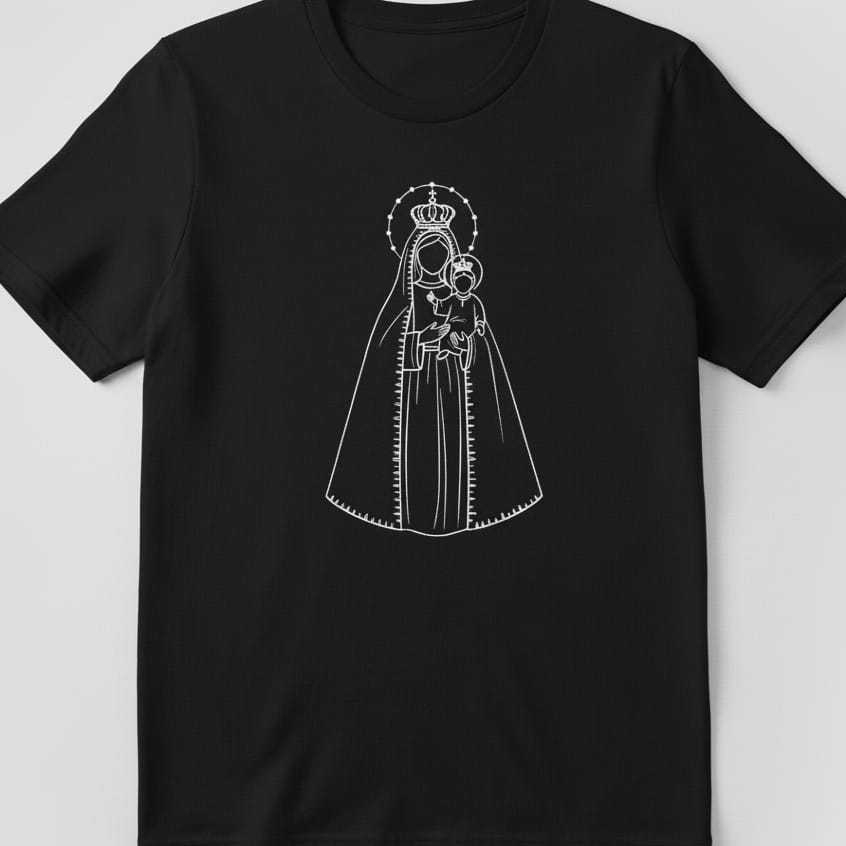 Camiseta Camisa Feminina Estilosa Nossa Senhora Aparecida T shirt blusa algodão macia e confortável masculina e infantiL