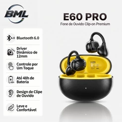 BML Fone de Ouvido Bluetooth Sem Fio Clipe De Orelha Som HD Redução de Ruído ENC, Esportes e Jogos
