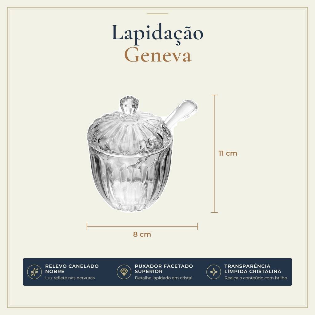 Açucareiro com Colher Geneva Wolff - Cristal 8x11cm, Elegância Brilho para Servir Açúcar Ecritório Clinicas Recepção · foto 2
