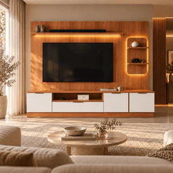 Estante Home Para TV Até 75” Noble 225cm Com Torre Nicho LED Sala Moderna Luxo Movelove