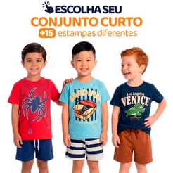 Conjunto Infantil Masculino Menino Verão Manga Curta Tamanho 2 ao 10 L03