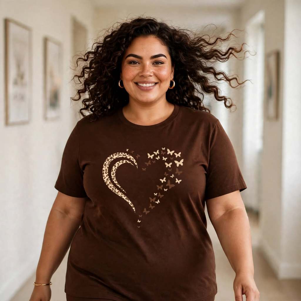 Camiseta Plus Size Feminina Estampada Do P Ao G5 Coração Pintada Academia Treino 100% Algodão Premium Verão