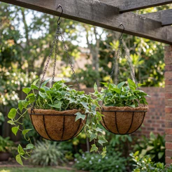 2 Vasos de Fibra de Coco 35cm Plantas Suspenso com Corrente