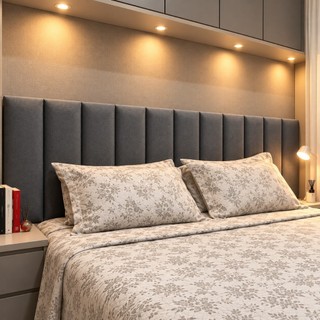 Cabeceira de Cama Adesiva Kit Completo Estofada em Módulos - Envio Imediato