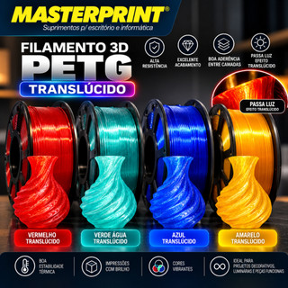 Filamento PLA/ PETG Masterprint 1KG 1,75mm para Impressora 3D Alta Qualidade Diversas Cores