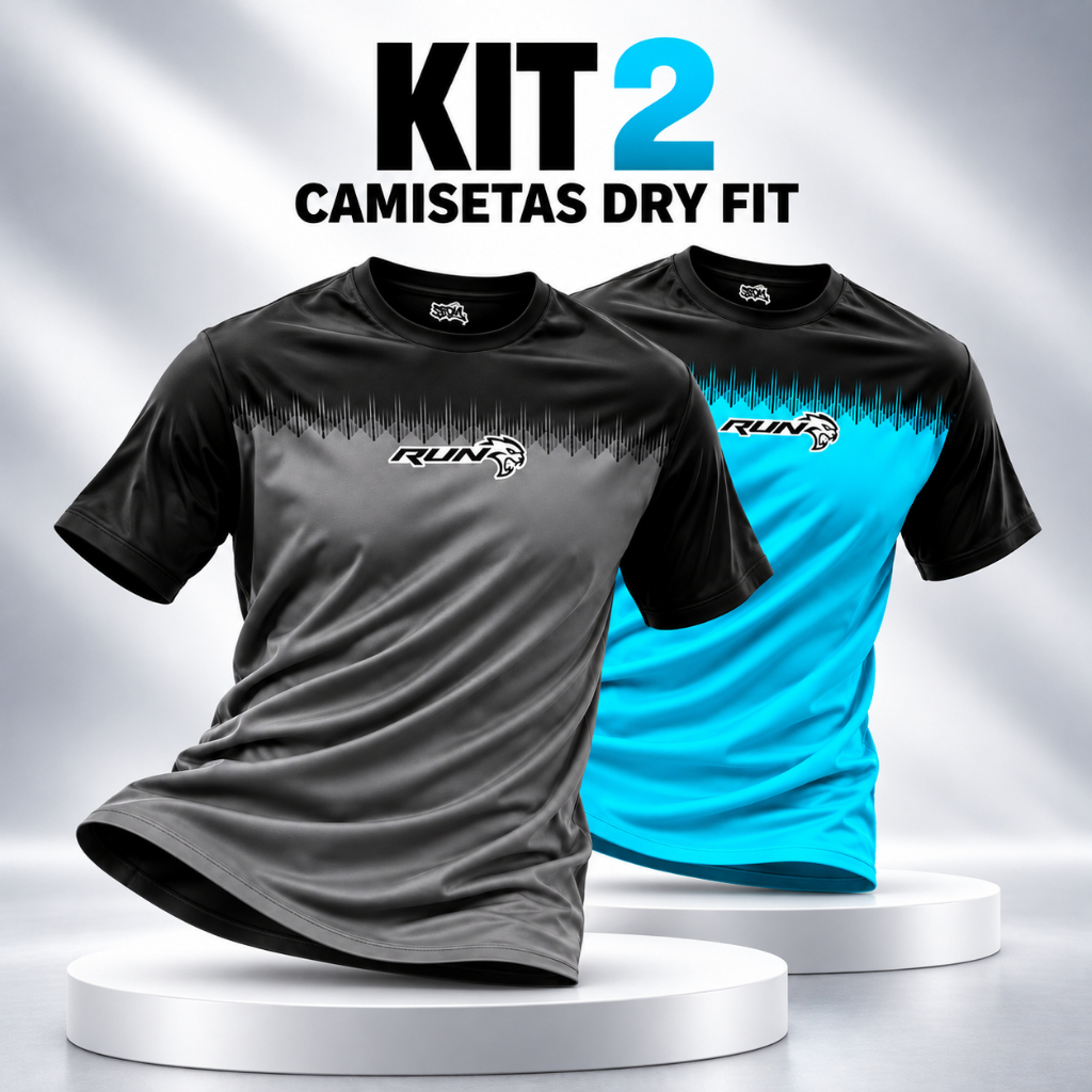 Kit 2 Camisetas Esportivas Confortáveis Dry Fit Masculina Manga Curta Caminhada Corrida Academia Treino