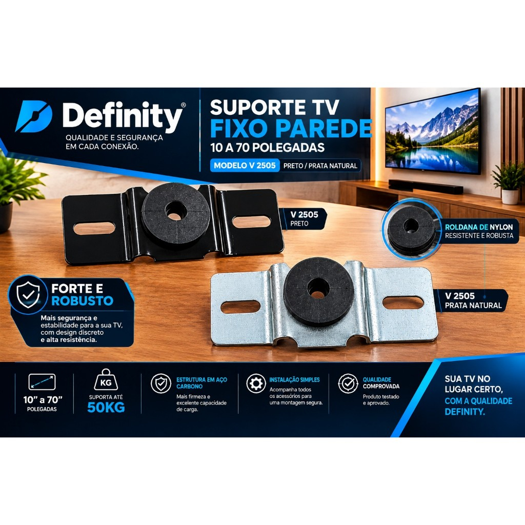 Suporte Tv Lcd, Led Samsung, Lg 10 a 70 polegadas com Parafusos mais longos Definity