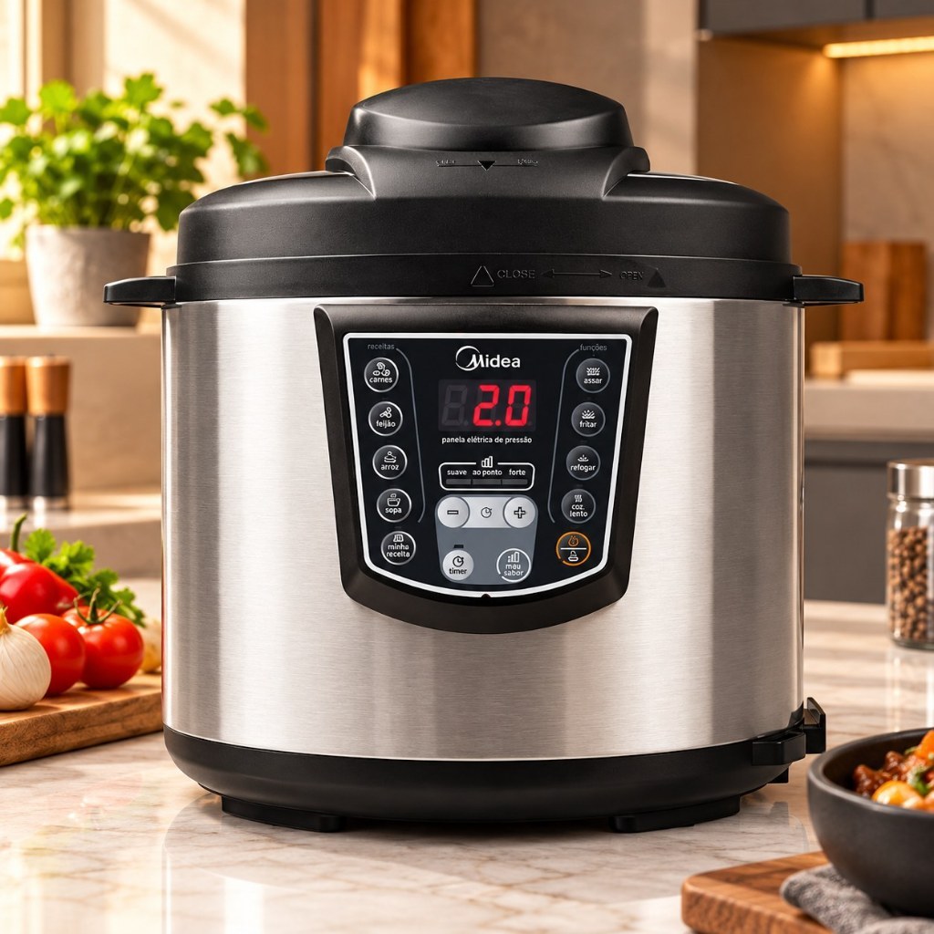 Panela de Pressão Elétrica Midea PPA71 6L Digital Inox 1000W – 127V