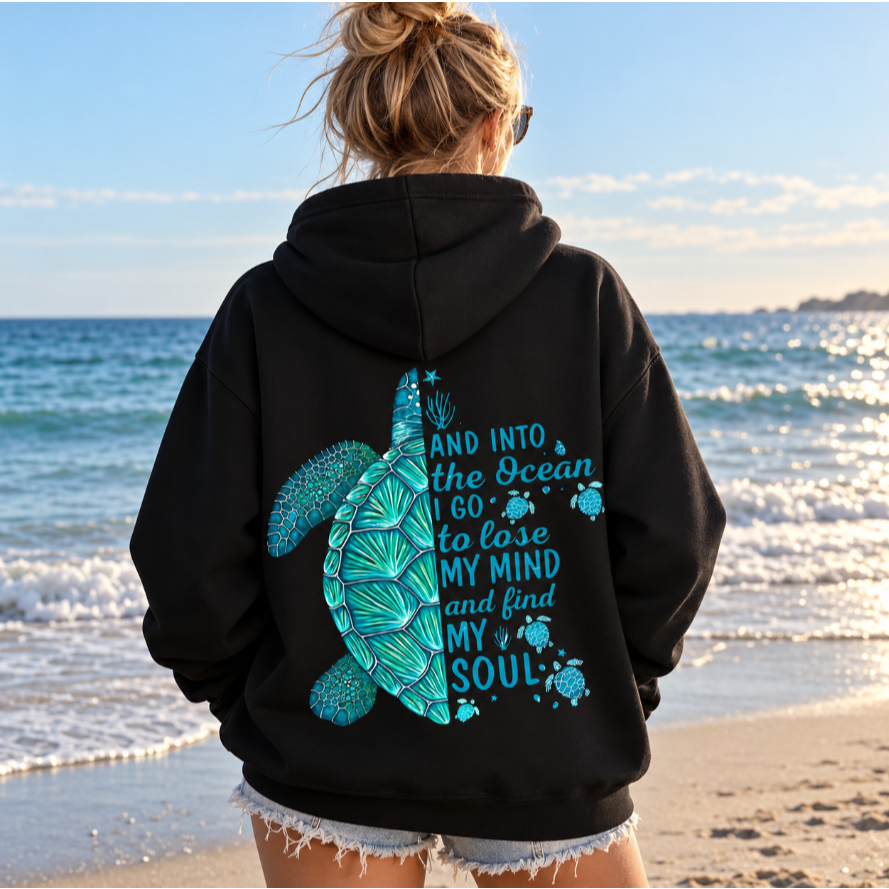 Moletom  Canguru  Tartaruga  Oceano Moda Feminino Confortável Flanelado Lançamento