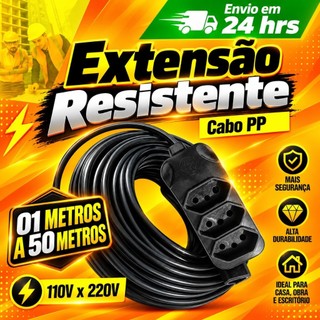 Extensão Elétrica Cabo PP   | 5 a 50Metros | Alta Resistência
