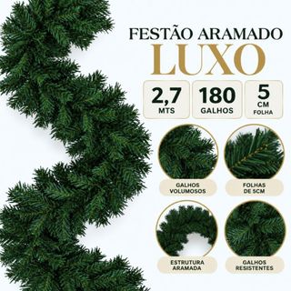 FESTÃO ARAMADO LUXO 180GA FOLHA 5CM 2,7MTS