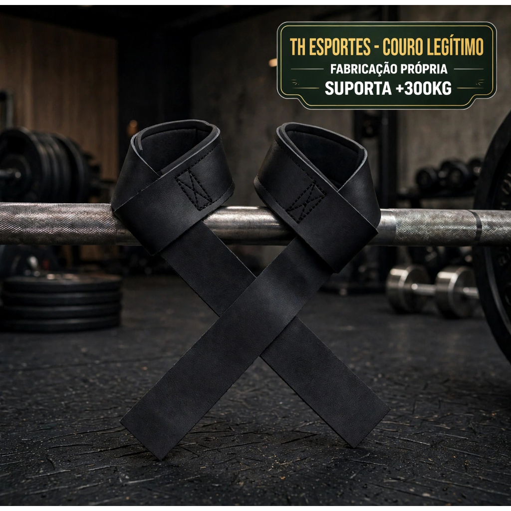 Strap Fita Couro 100% Legítimo Academia Musculação