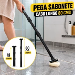 Pega Sabonete Sabão No Banho Cabo Longo 80cm Retrátil Multiuso Gestante Suporte Idoso Cadeirante