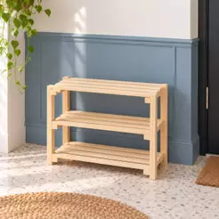 Sapateira Organizadora Madeira Rustica Minimalista Casal 3 Prateleiras Calçados Sapatos Tênis