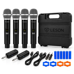Kit 4 Microfones Sem Fio Leson LS302 2.4GHz Digital Com Maleta e Receptor P10