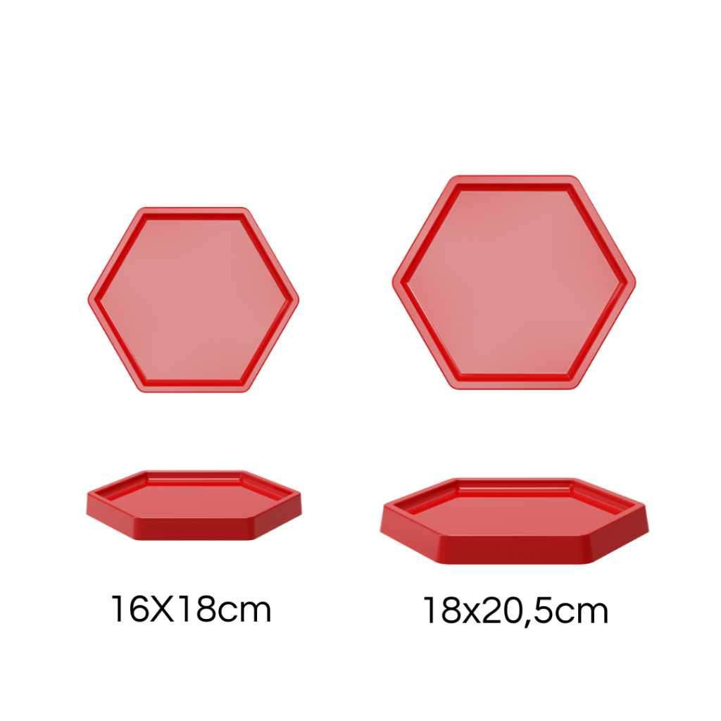 Kit 4 Bandejas Decorativas Sextavadas – 2 Tam. 16x18 e 2 Tam. 18x20,5 para Eventos, festas, Doces