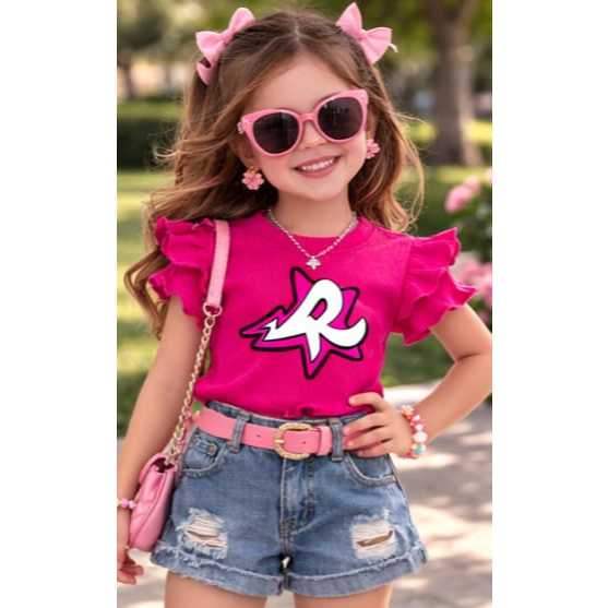 Blusa EMILLY VICK com Estampa em DTF- Moda Infantil Youtuber Blogueira- Canelado Ribana
