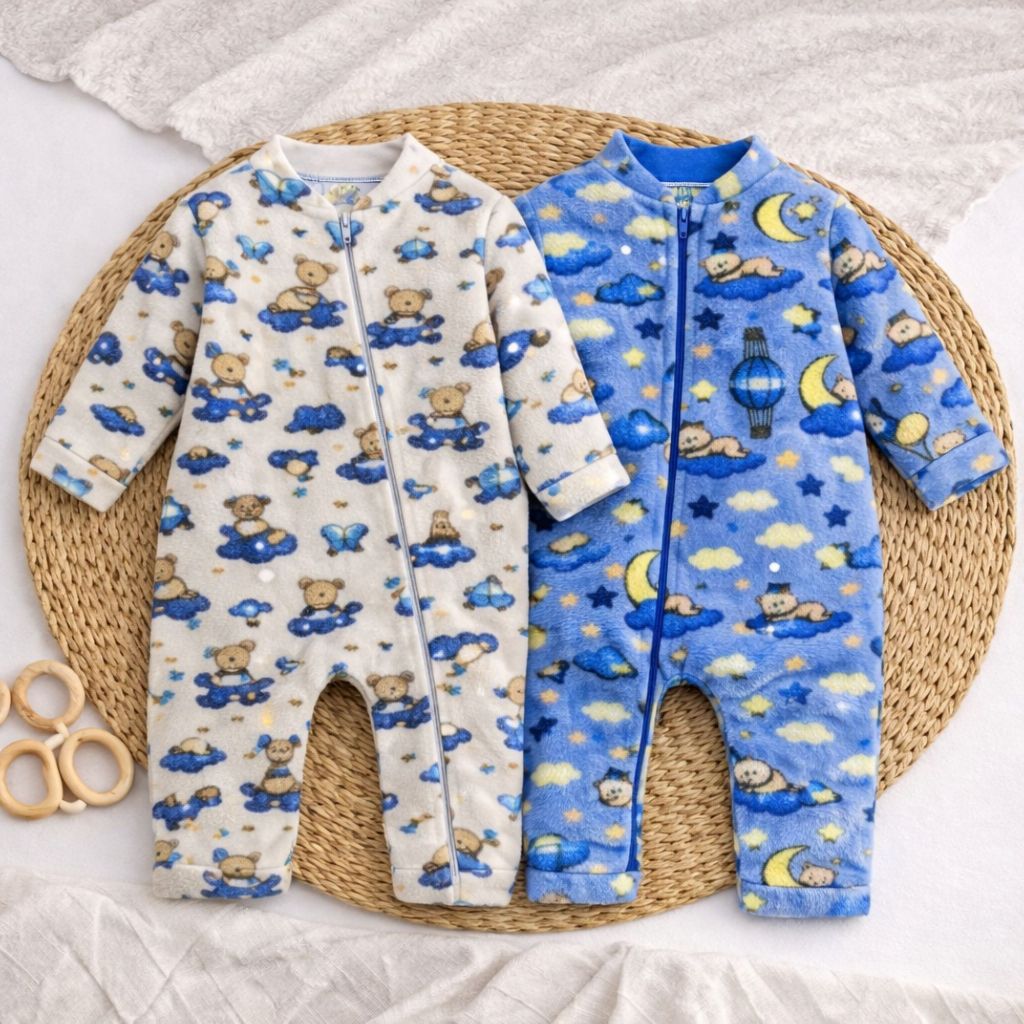 Macacão Bebe Menino Kit 2 Peças com Zíper Frontal | RN ao 3 Anos