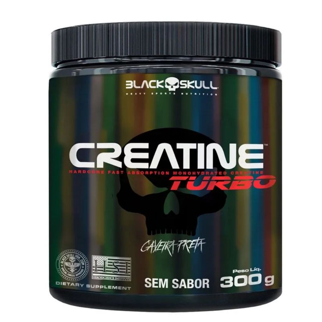Creatina Turbo Monohidratada Black Skull Pote 300g em Oferta na Shopee
