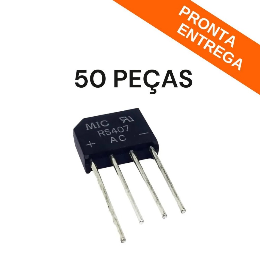 Kit 50 Peças - Ponte Retificadora - Ponte Diodo RS407AC 4A 1000V