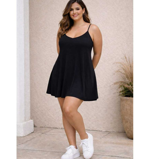 DRAPA PLUS - VESTIDO PLUS SIZE DE ALCINHA LEVE E CONFORTAVÉL em Oferta na Shopee
