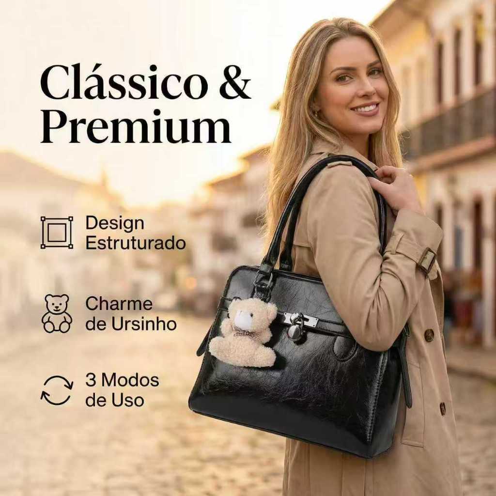 Bolsa Feminina Média Elegante Luxo Alça de Mão e Transversal Moderna Espaçosa Casual Chic Executiva Trabalho Dia a Dia em Oferta na Shopee