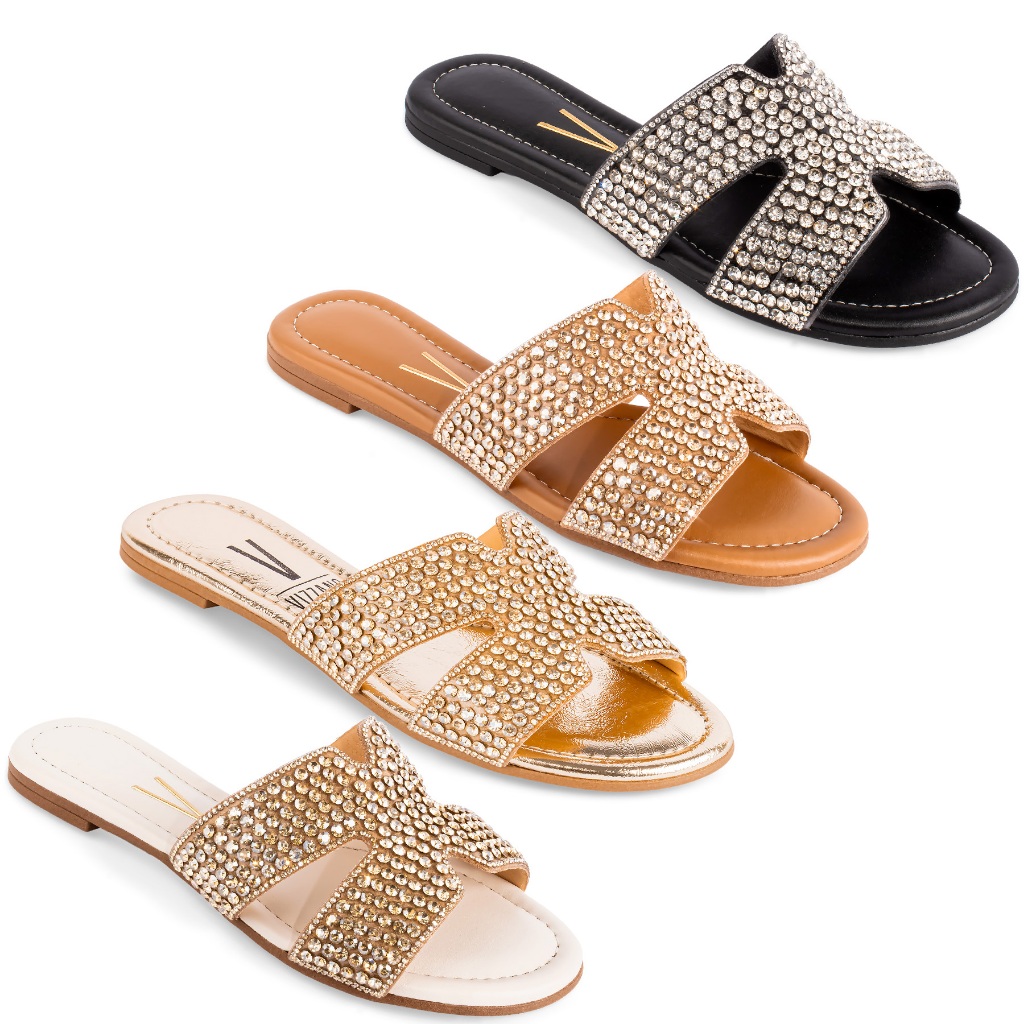 Sandália Vizzano Rasteira H Trilho Strass Pedraria Original em Oferta na Shopee