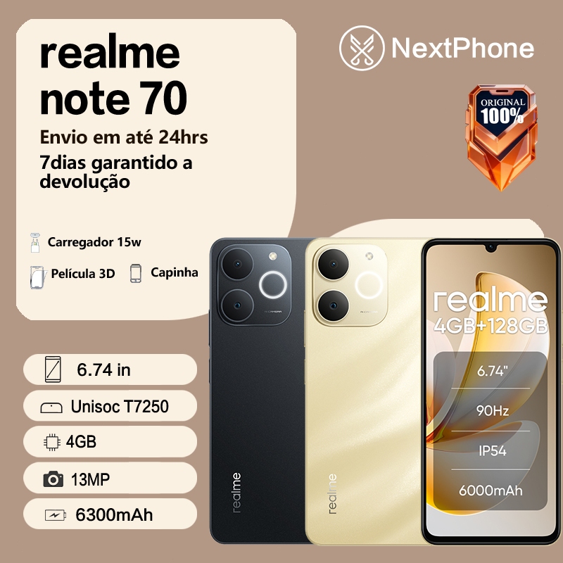 Smartphone Celular  Realme Note 70 128/4GB de Ram Dual Sim Tela 6.74