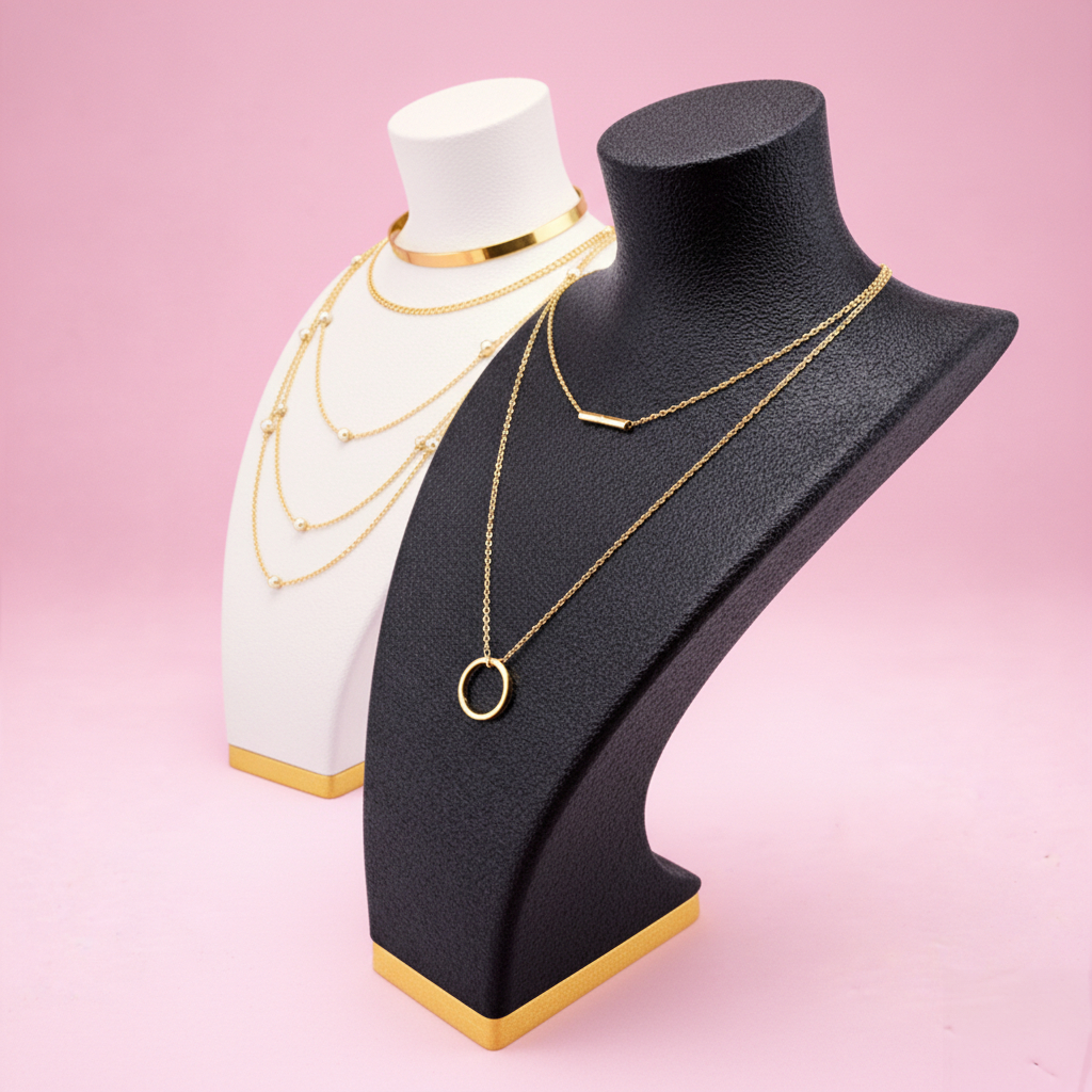 Busto Expositor Porta Colar Joias Premium Grande 25cm Para Vitrine e Loja