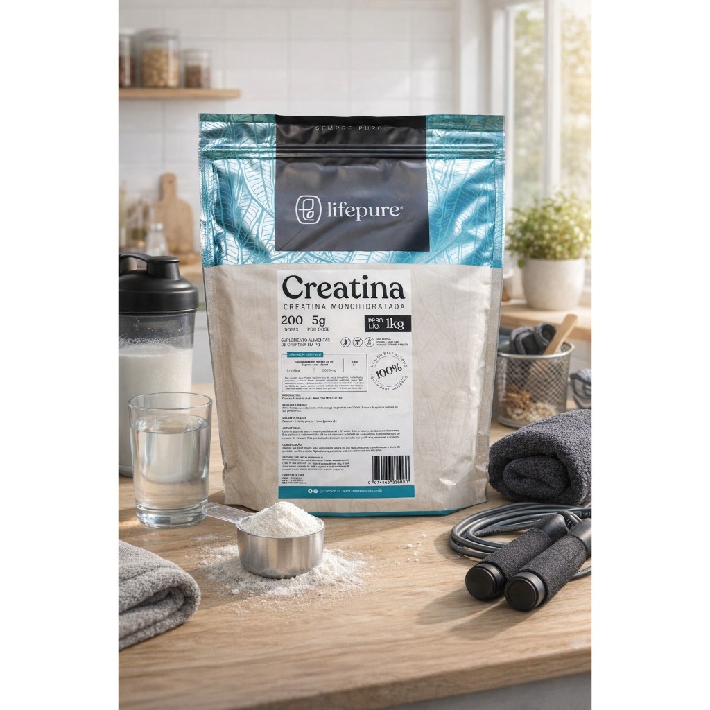 Detalhes do Creatina 100% Pura Monohidratada Refil 1kg Lifepure Sem Sabor