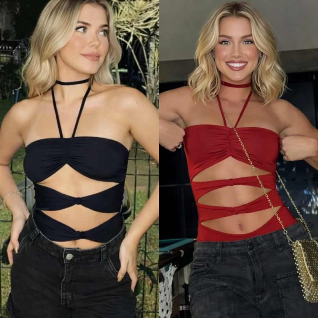 Body Feminino Sexi Gringa Recortes Profundos 3 Tiras com Amarração Ajustável para Festa e Balada em Oferta na Shopee