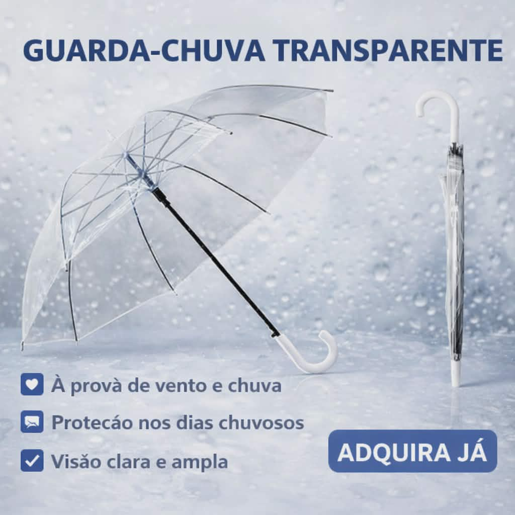 Guarda chuva transparente.