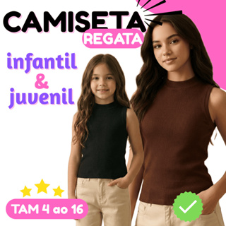 Regatinha Juvenil Menina Camiseta Básica Infantil Casual Escola Dia a Dia em Oferta na Shopee