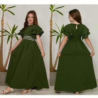 Vestido Longo Infantil Juvenil Mangas Morcego Moda Infantil em Oferta na Shopee