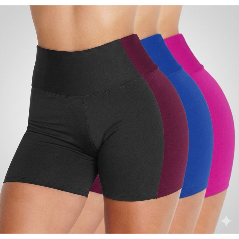 Short Fitness Feminino Empina Bumbum Cintura Alta Zero Transparência Suplex Premium Modelador