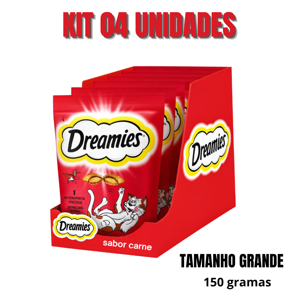 DREAMIES Petisco PROMOÇÃO 150g PARA GATO SABOR CARNE KIT 4 UN em Oferta na Shopee