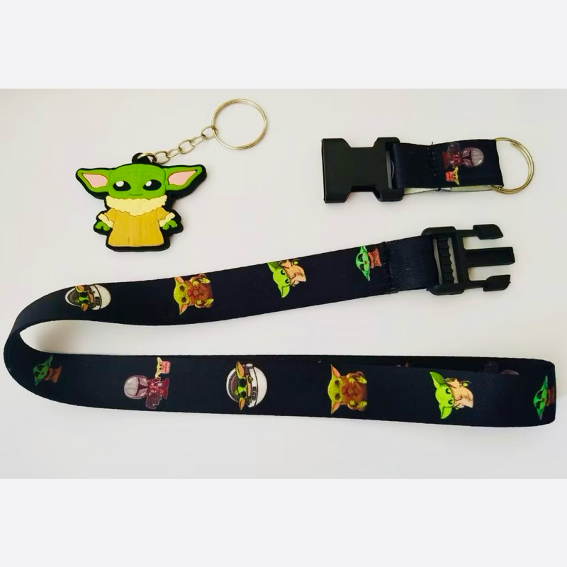 Kit Baby Yoda Star Wars Cordão Tirante + Chaveiro Emborrachado