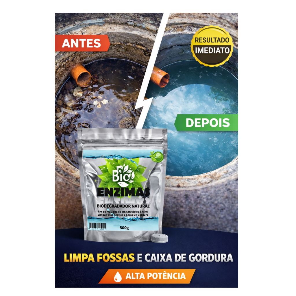 Limpa fossa, caixa de gordura, ralos enzimas 500g