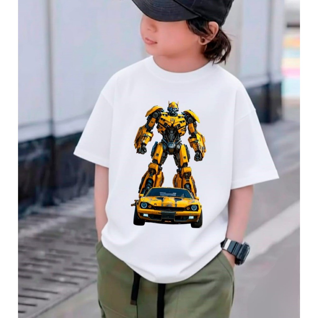 Camiseta Infantil Transformers Estampada 100% Algodão Confortável Robôs Personagens Unissex Casual Presente Premium
