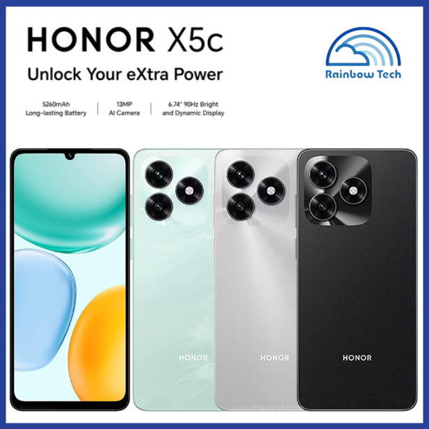 Smartphone Honor X5c 4G 256GB/128GB 4+4GB RAM NFC 5260mAh Câmera 13MP Dual SIM