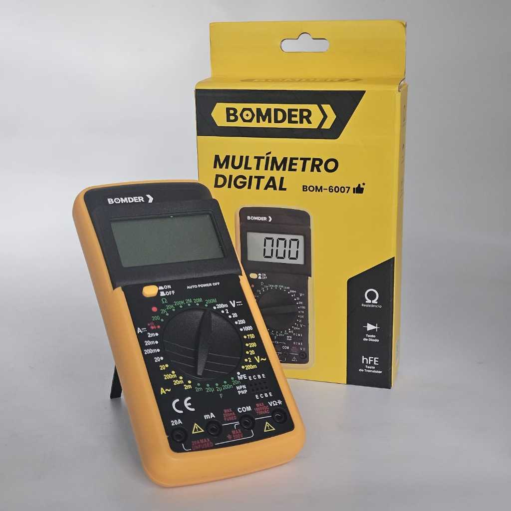 Multímetro Digital Portátil Profissional C/Capacímetro E Beep Bateria Cabo TesteMedição Display