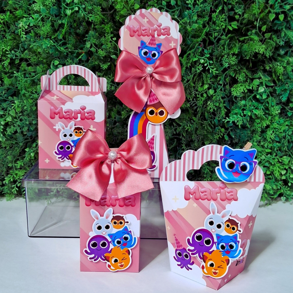 Kit Personalizado Festa - Bolofofos Rosa c/ Aplique 3D - Pronto pra Uso - Lembrancinha Aniversário