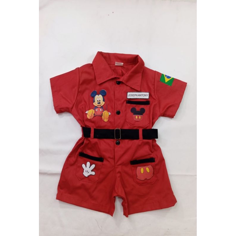macacão infantil Mick&y vermelho em Oferta na Shopee