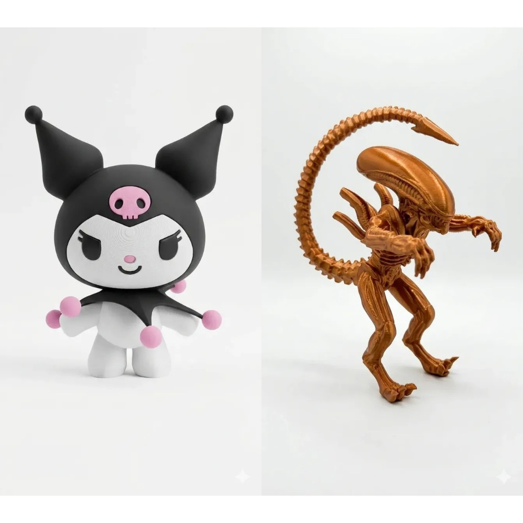 Action Figure Estilo Kuromi + Miniatura Alien Xenomorfo 3d