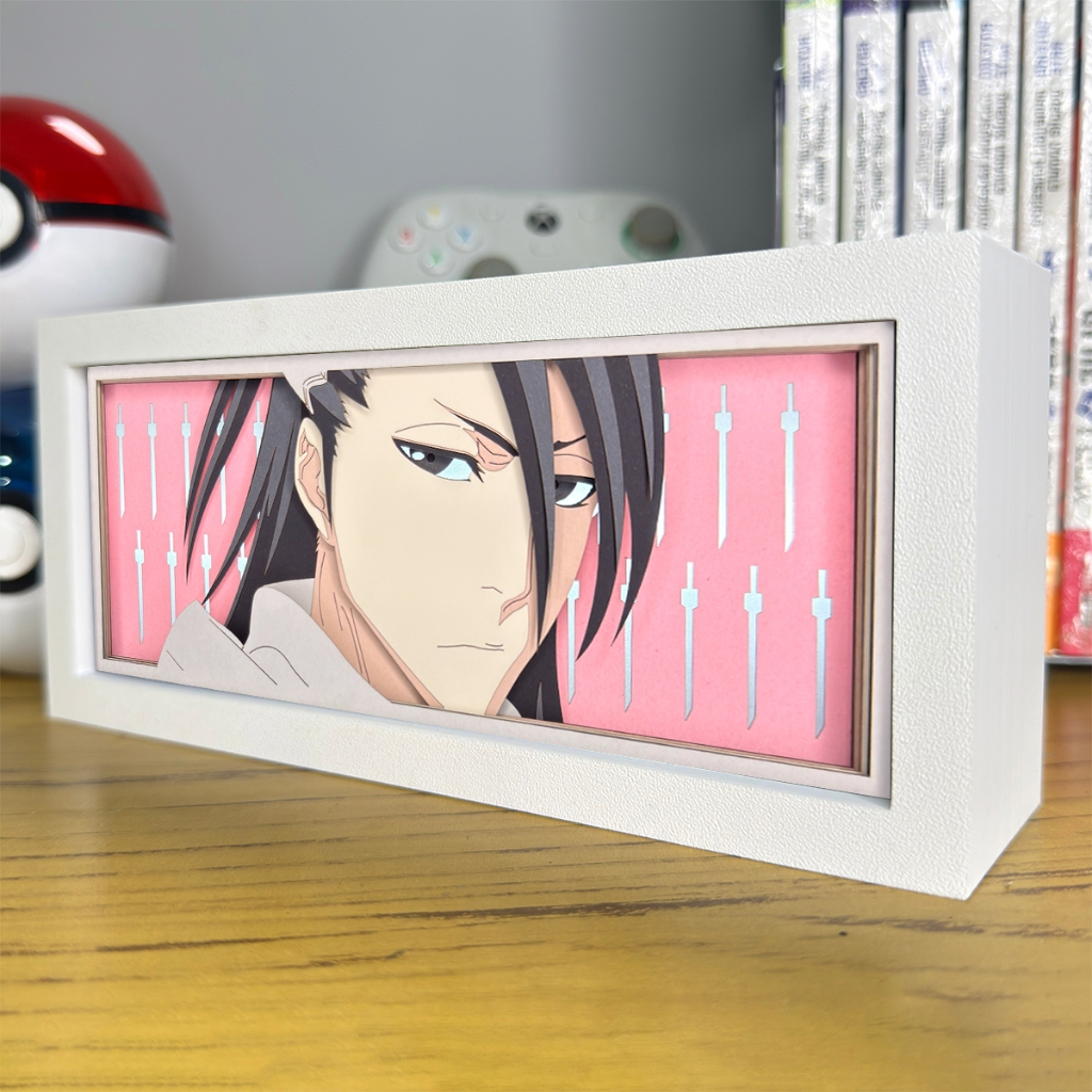 Luminária Lightbox Anime 3D LED Decoração de Mesa PC Gamer Bleach Byakuya Kuchiki