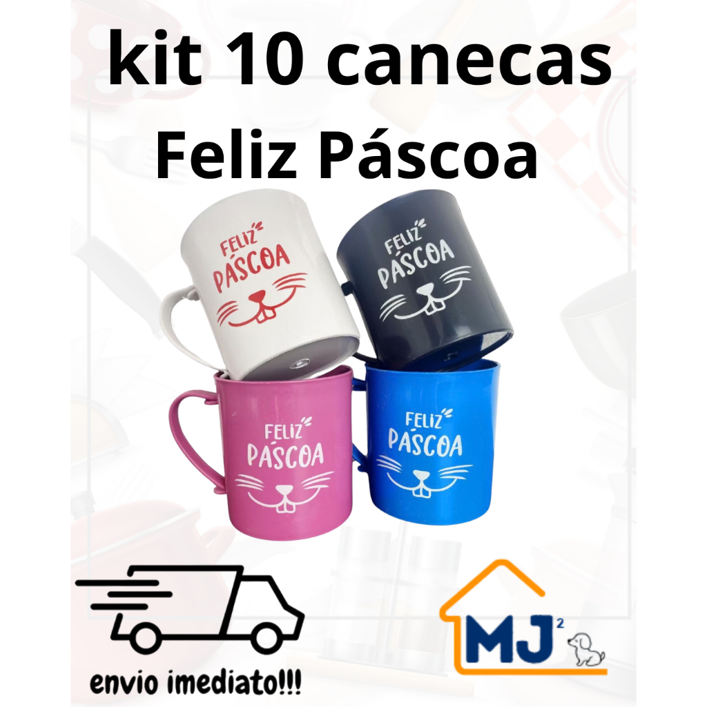 Kit 10 caneca personalizada Feliz páscoa Lembrancinha de Pascoa Lembrança Pascoa