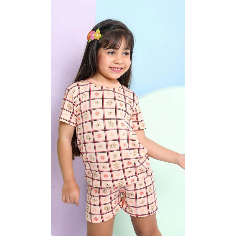 Pijama Curto para  Menina Confortavel com Estampas e Divertidas Pijama Verão Roupa para Bebê Menina verão