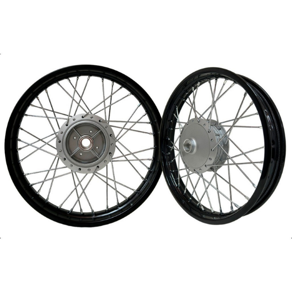Par Roda Aro Preto Ybr Factor Tambor Raio 4mm Cromado ou Inox Montada